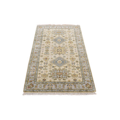 Heriz Wool Hand Knotted Rug Ivory Ice Blue 3.0X5.1 -O078062