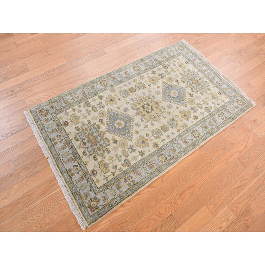Heriz Wool Hand Knotted Rug Ivory Ice Blue 3.0X5.1 -O078062