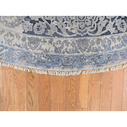Transitional Wool & Silk Hand Knotted Rug Grey 11.10x11.10 -O078065