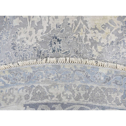 Transitional Wool & Silk Hand Knotted Rug Grey 11.10x11.10 -O078065