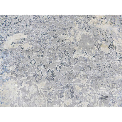 Transitional Wool & Silk Hand Knotted Rug Grey 11.10x11.10 -O078065