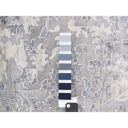 Transitional Wool & Silk Hand Knotted Rug Grey 11.10x11.10 -O078065