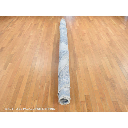 Transitional Wool & Silk Hand Knotted Rug Grey 11.10x11.10 -O078065