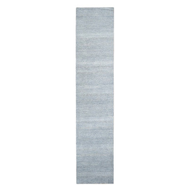Transitional Wool & Silk Hand Knotted Rug Blue No Border 2.6X12.0 -O078067
