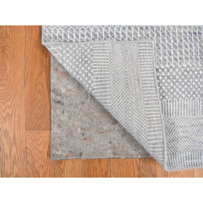 Transitional Wool & Silk Hand Knotted Rug Blue No Border 2.6X12.0 -O078067