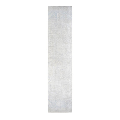 Oushak And Peshawar Wool Hand Knotted Rug Ivory No Border 2.8X12.0 -O078070