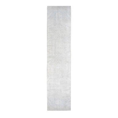 Oushak And Peshawar Wool Hand Knotted Rug Ivory No Border 2.8X12.0 -O078070