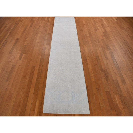 Oushak And Peshawar Wool Hand Knotted Rug Ivory No Border 2.8X12.0 -O078070