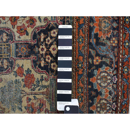 Antique Wool Hand Knotted Rug Blue Blue 4.1X6.4 -O078073