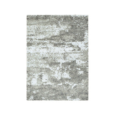 Modern and Contemporary Wool & Silk Hand Knotted Rug Green No Border 4.0X6.0 -O078078