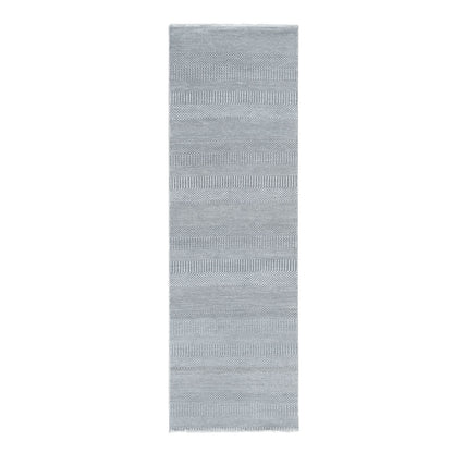 Modern and Contemporary Wool Hand Knotted Rug Grey No Border 2.7X8.0 -O078080