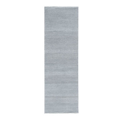 Modern and Contemporary Wool Hand Knotted Rug Grey No Border 2.7X8.0 -O078080