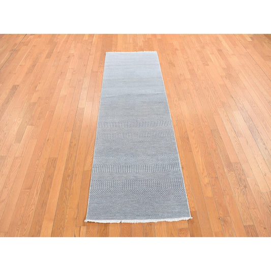 Modern and Contemporary Wool Hand Knotted Rug Grey No Border 2.7X8.0 -O078080
