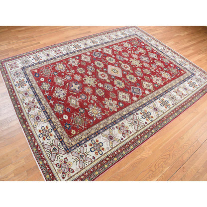 Kazak Wool Hand Knotted Rug Red White 9.0X12.0 -O078082