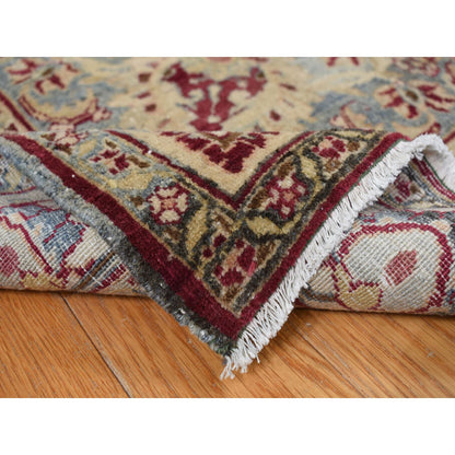 Antique Wool Hand Knotted Rug Red Black 8.9X12.6 -O078083