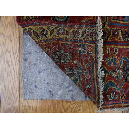 Antique Wool Hand Knotted Rug Blue Red 7.1X16.3 -O078088