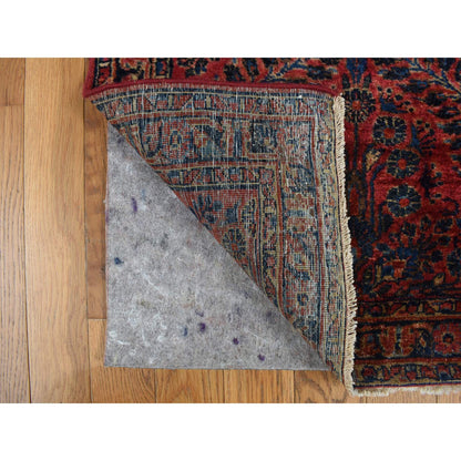 Antique Wool Hand Knotted Rug Red Blue 2.2X13.1 -O078090