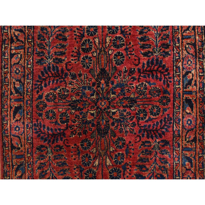 Antique Wool Hand Knotted Rug Red Blue 2.2X13.1 -O078090