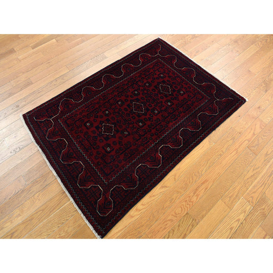 Tribal & Geometric Wool Hand Knotted Rug Red Red 3.4X4.8 -O078091