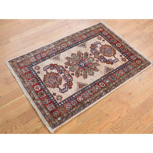 Kazak Wool Hand Knotted Rug Brown Red 2.9X4.1 -O078092