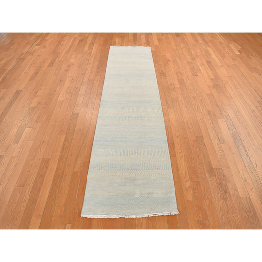 Modern and Contemporary Wool & Silk Hand Knotted Rug Blue No Border 2.6X9.10 -O078094