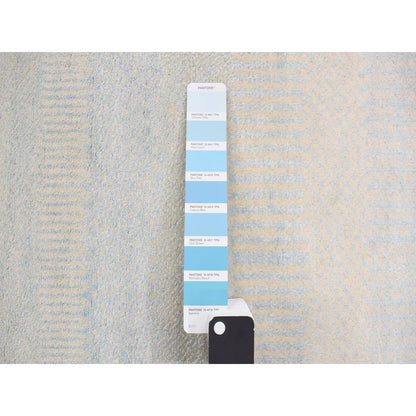 Modern and Contemporary Wool & Silk Hand Knotted Rug Blue No Border 2.6X9.10 -O078094