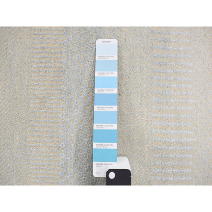 Modern and Contemporary Wool & Silk Hand Knotted Rug Blue No Border 2.8X9.5 -O078095