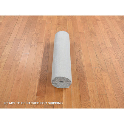 Modern and Contemporary Wool & Silk Hand Knotted Rug Blue No Border 2.8X9.5 -O078095