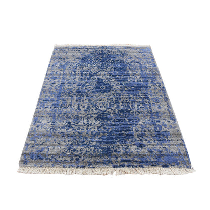 Modern and Contemporary Wool Hand Knotted Rug Blue No Border 2.1X3.0 -O078101