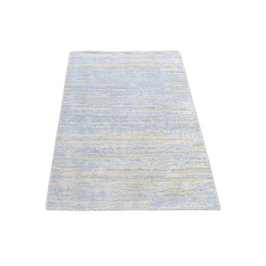 Modern and Contemporary Wool & Silk Hand Knotted Rug Blue No Border 2.0X3.0 -O078106