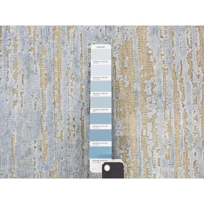 Modern and Contemporary Wool & Silk Hand Knotted Rug Blue No Border 2.0X3.0 -O078106