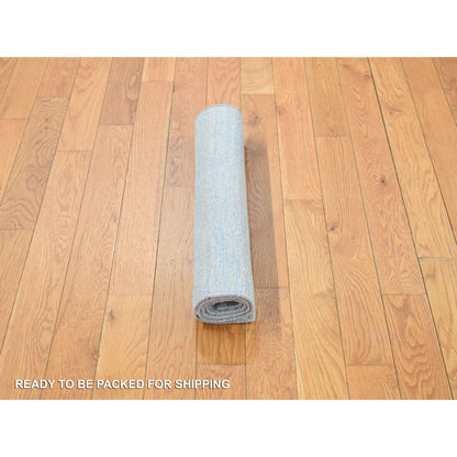 Modern and Contemporary Wool & Silk Hand Knotted Rug Blue No Border 2.0X3.0 -O078106