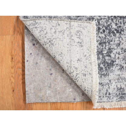 Transitional Wool & Silk Hand Knotted Rug Grey No Border 2.1X3.1 -O078107