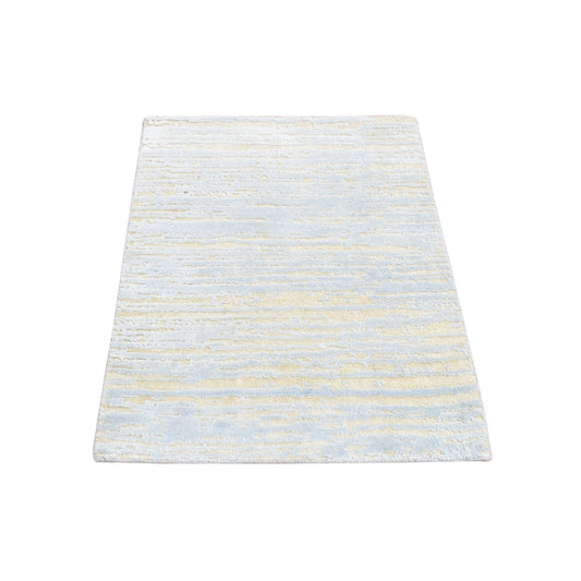 Modern and Contemporary Wool & Silk Hand Knotted Rug Blue No Border 2.0X3.0 -O078108