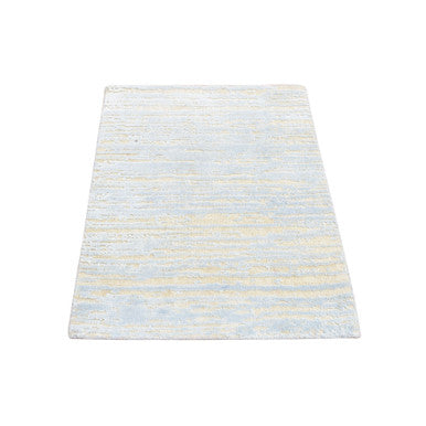 Modern and Contemporary Wool & Silk Hand Knotted Rug Blue No Border 2.0X3.0 -O078108