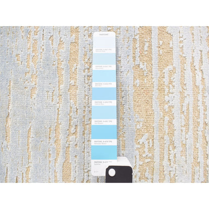 Modern and Contemporary Wool & Silk Hand Knotted Rug Blue No Border 2.0X3.0 -O078108