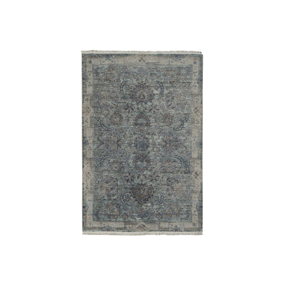 Oushak And Peshawar Wool & Silk Hand Knotted Rug Green Laurel Green 6.0X9.1 -O078110