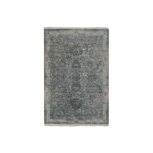 Oushak And Peshawar Wool & Silk Hand Knotted Rug Green Laurel Green 6.0X9.1 -O078110