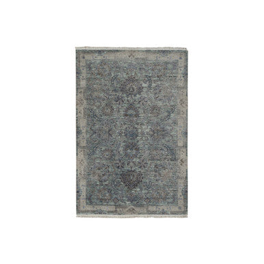 Oushak And Peshawar Wool & Silk Hand Knotted Rug Green Laurel Green 6.0X9.1 -O078110