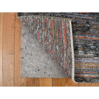 Transitional Wool & Silk Hand Knotted Rug Black No Border 5.9X7.10 -O078112