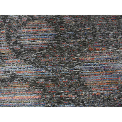 Transitional Wool & Silk Hand Knotted Rug Black No Border 5.9X7.10 -O078112