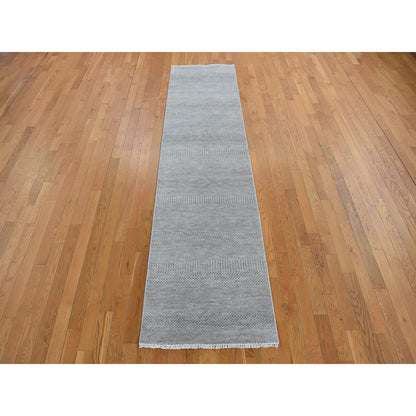 Modern and Contemporary Wool Hand Knotted Rug Grey No Border 2.6X9.10 -O078114