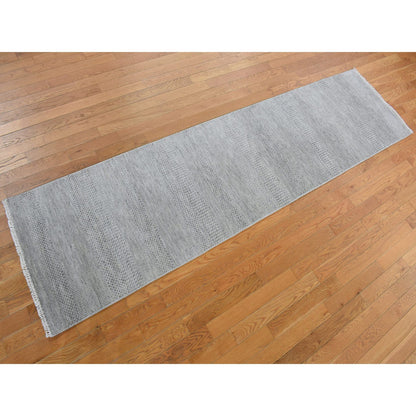 Modern and Contemporary Wool Hand Knotted Rug Grey No Border 2.6X9.10 -O078114