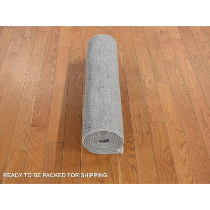 Modern and Contemporary Wool Hand Knotted Rug Grey No Border 2.6X9.10 -O078114