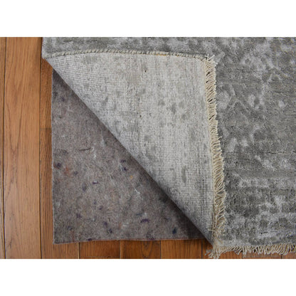 Transitional Wool & Silk Hand Knotted Rug Grey No Border 2.7X6.0 -O078117