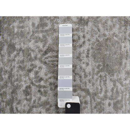 Transitional Wool & Silk Hand Knotted Rug Grey No Border 2.7X6.0 -O078117