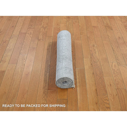 Transitional Wool & Silk Hand Knotted Rug Grey No Border 2.7X6.0 -O078117