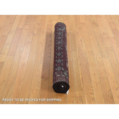 Tribal & Geometric Wool Hand Knotted Rug Red Red 3.7X7.1 -O078118