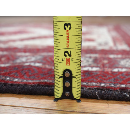 Tribal & Geometric Wool Hand Knotted Rug Red Red 3.7X7.1 -O078118