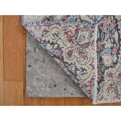 Overdyed & Vintage Wool Hand Knotted Rug Blue No Border 1.5X1.6 -O078121